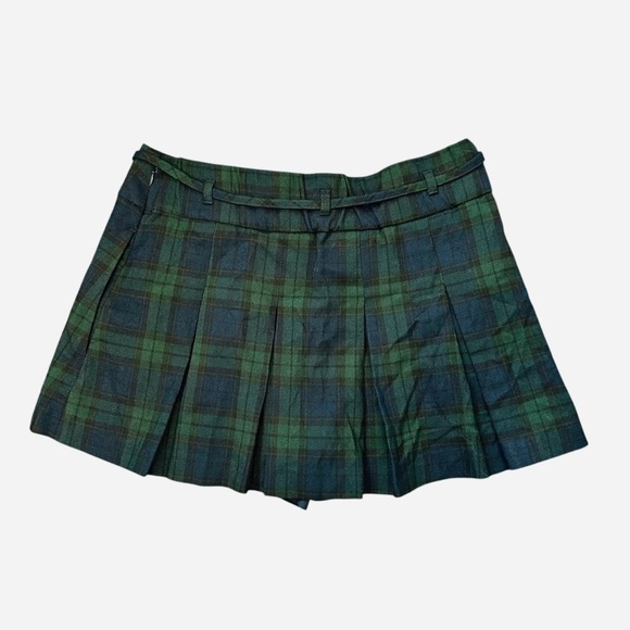 Hollister ultra high rise blue green plaid skort tie waist and side zipper S - Picture 4 of 8